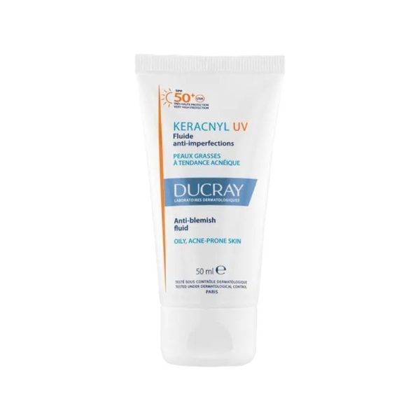 Ducray Keracnyl UV SPF50+ Fluid Λεπτόρρευστη Αντηλιακή Κρέμα για Δέρμα με Τάση Ακμής, 50ml