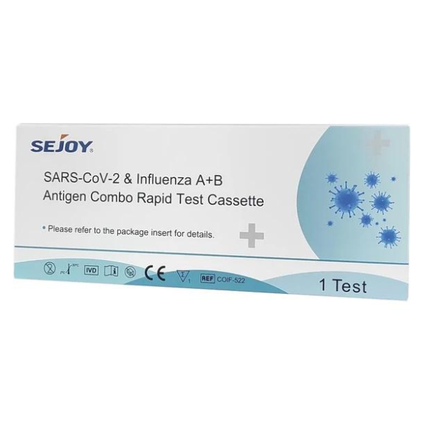 Sejoy  Rapid Test Cassette Τεστ Ανίχνευσης Αντιγόνων Covid-19 & Γρίπης Τύπου Α/Β