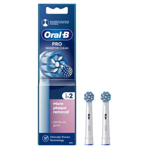 Oral-B Pro Sensitive Clean Ανταλλακτικές Κεφαλές Ηλεκτρικής Οδοντόβουρτσας με Λεπτές Ίνες για Ευαίσθητα Ούλα, 2τεμ
