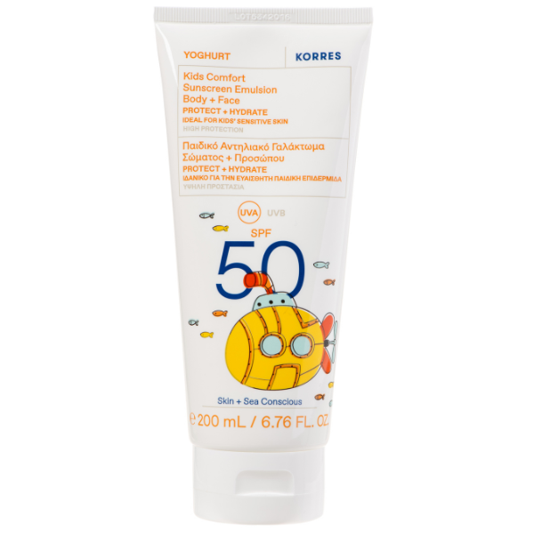 Korres Yoghurt Kids Comfort Sunscreen Emulsion Body & Face SPF50, 200ml